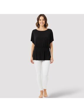 MICHEL by Michel Antoni Jersey Knit Black Top Elasticized Waist Short Sleeve 1X